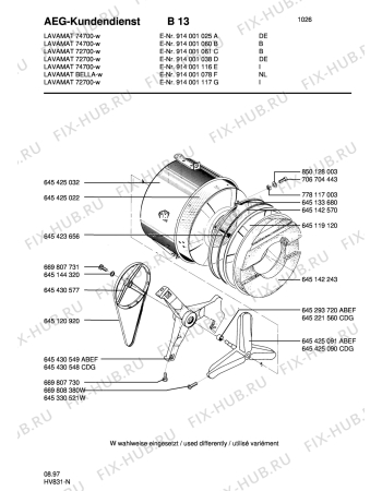 Взрыв-схема стиральной машины Aeg LAV72700-10 - Схема узла Tub and drum